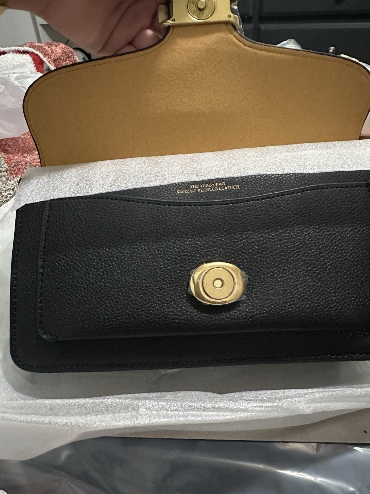 Coach Tabby Small Black Shoulder Bag Gold Hardware Buckle Closure Dust Bag