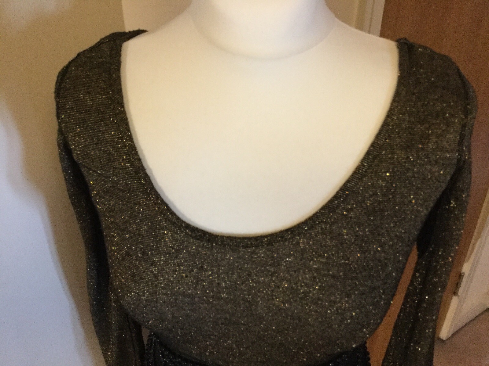 RINGSPUN DRESS SIZE 1 U.K. 8 Black And Gold Excellent 4487