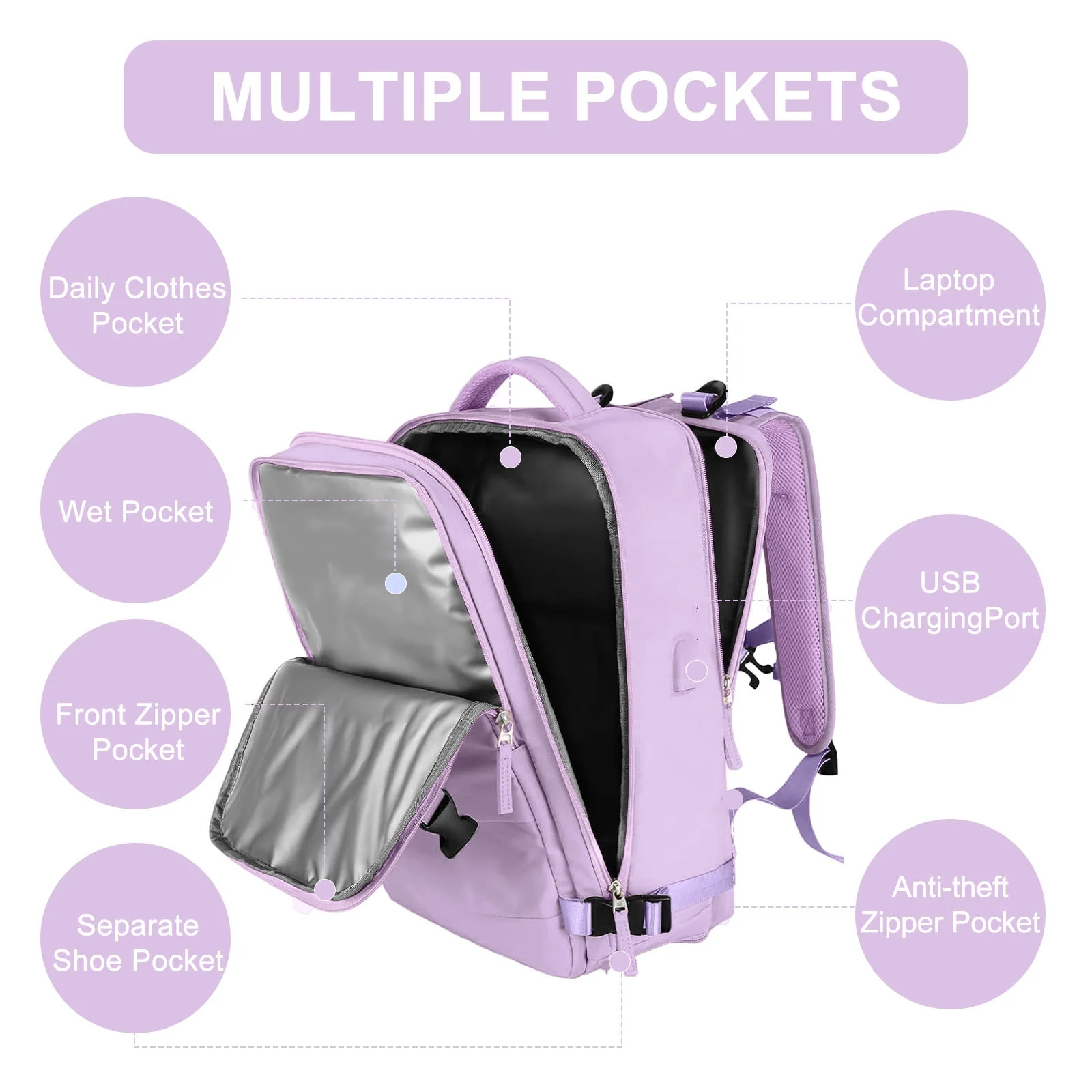 Large Travel Backpack for Women Men Laptop Bag Airline Approved Carry on Backpac