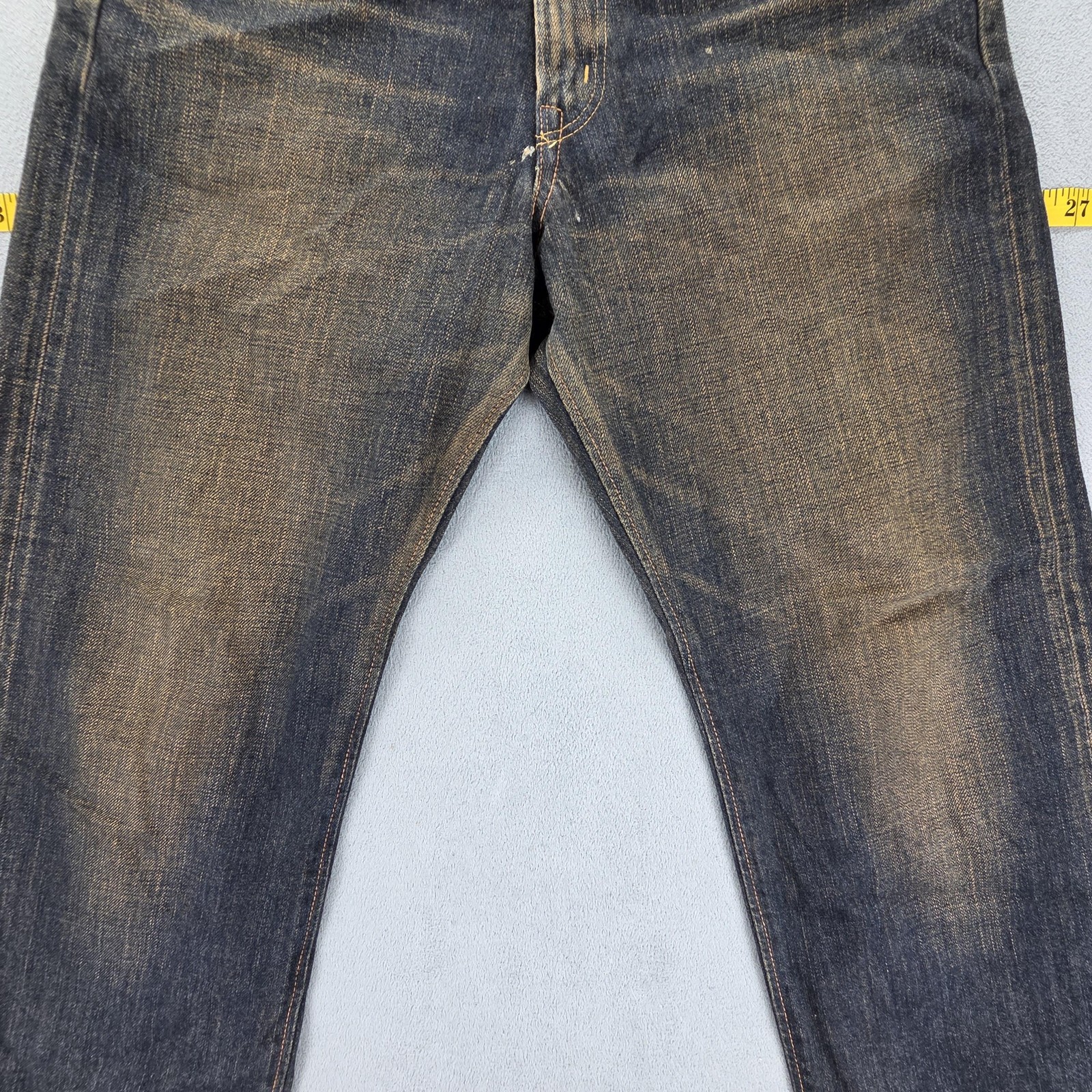 Edwin Jeans Mens Blue Selvedge 505z Dirty Wash Whiskers Fits 30×28