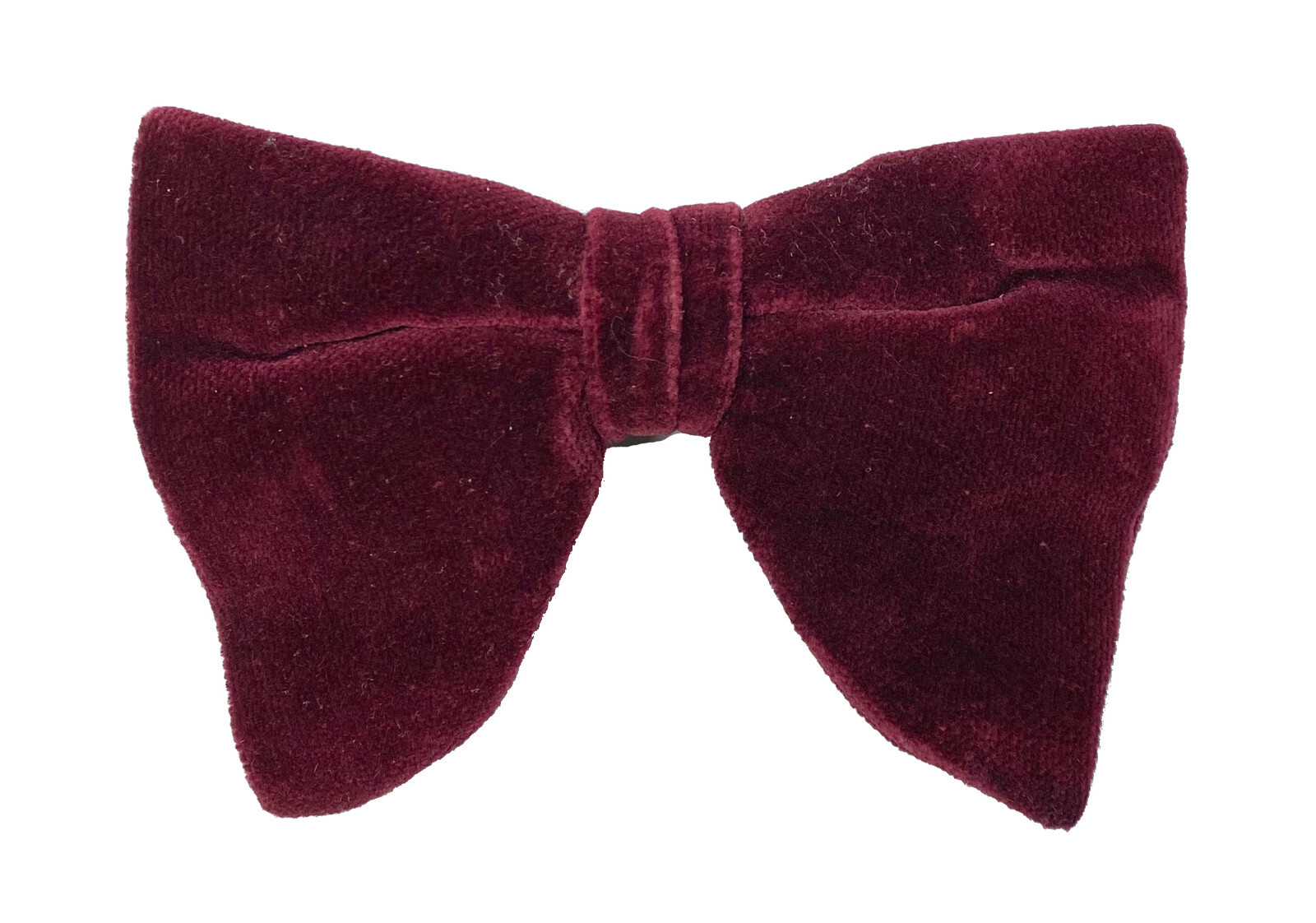 Vintage Burgundy Wine Red Velvet Bow Tie 1970’s Oversized Large Clip On