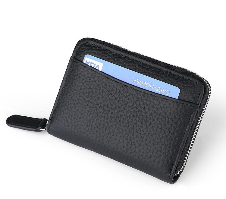 Accordion Style Leather Card Holder RFID Anti-Theft Card Case Coin Change Purse