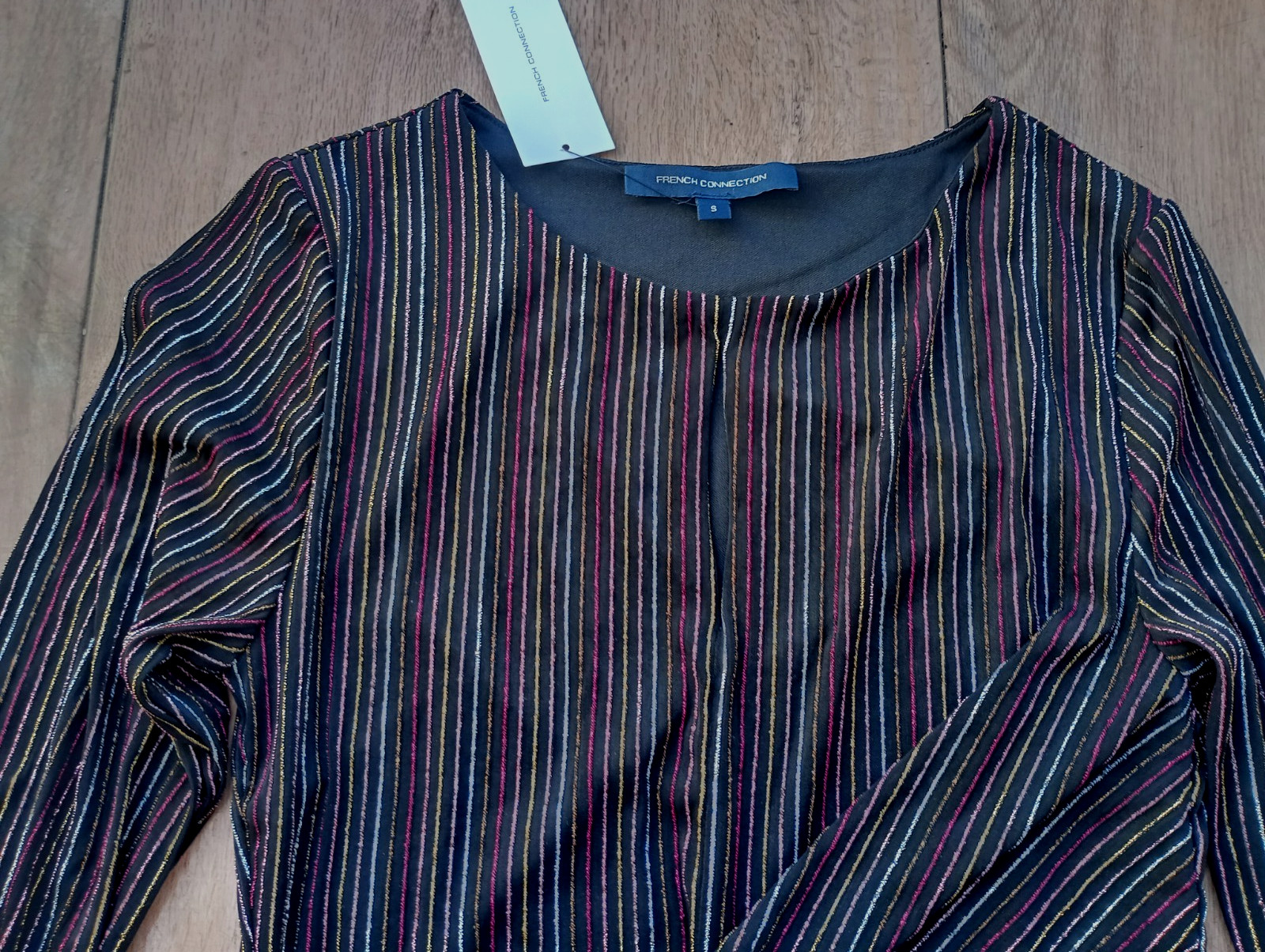 NEW&TAGS FRENCH CONNECTION dress SIZE S 8 10 metallic multicolour stripe RRP £95