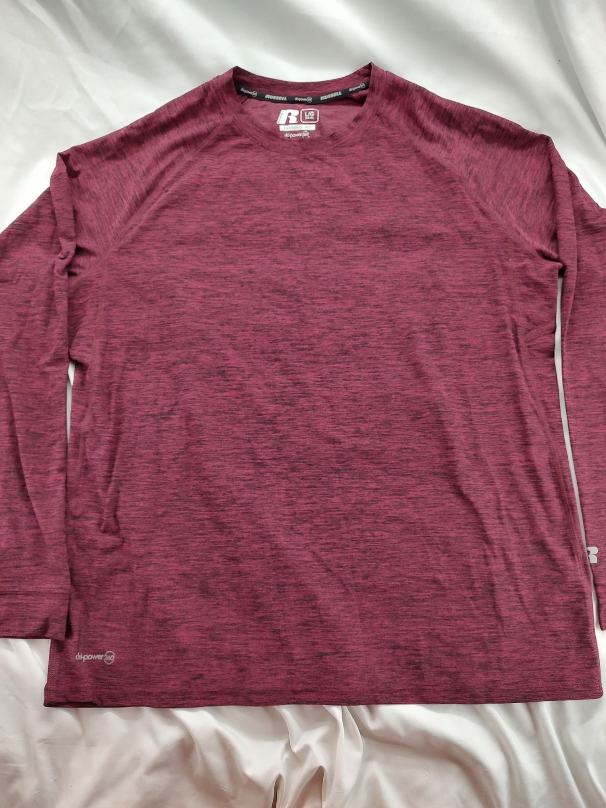 Russell Athletic Dri-Power 360 Shirt Sz L Long Sleeve Training Fit Maroon
