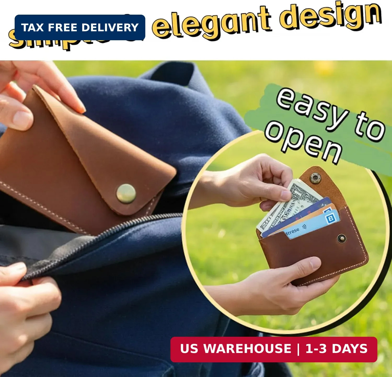 Handmade Genuine Leather Card Holder Slim Envelope Wallet Snap Pocket Case New