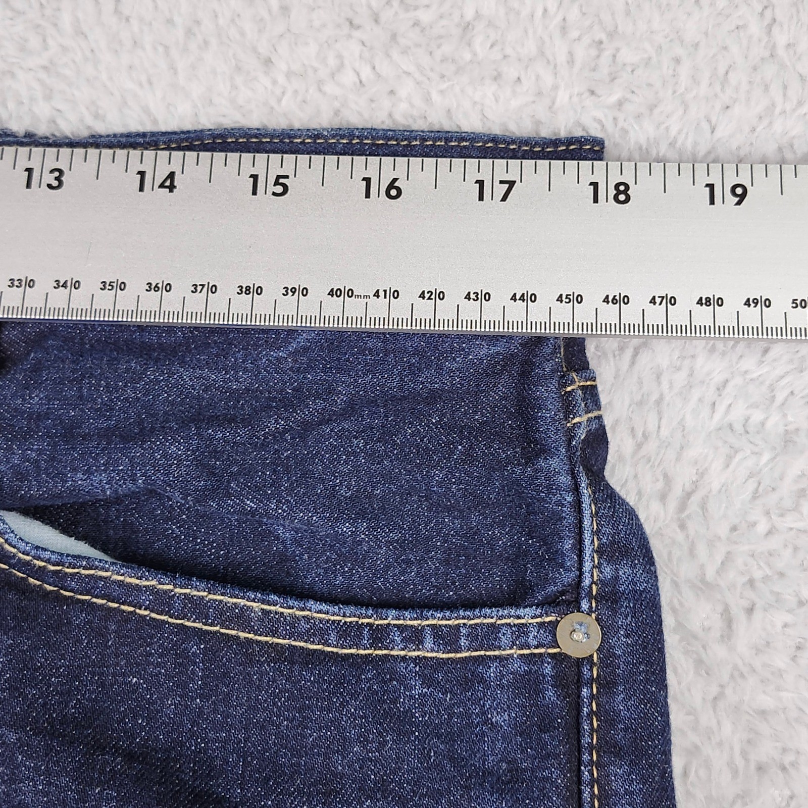 Polo Ralph Lauren Jeans Men 34×32 Dark Wash Straight Cotton Leather Patch Prep