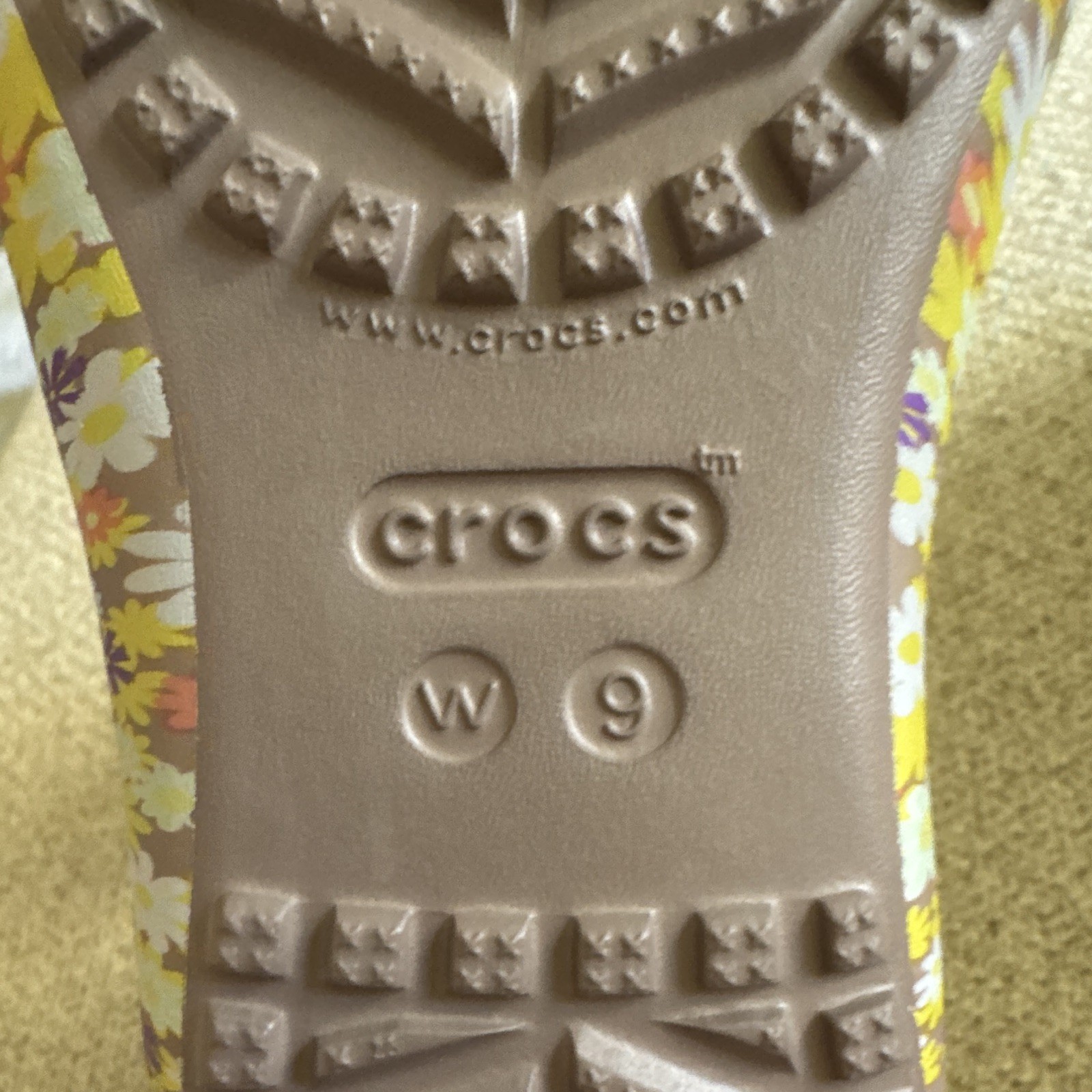 Crocs Kadee Strappy Sandals Retro Floral Brown/Multicolor Slip On US 9