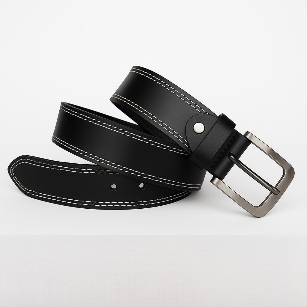 Men’s Genuine Buffalo FULL GRAIN Thick Leather Stitch Heavy Duty Belt 1.5″ width