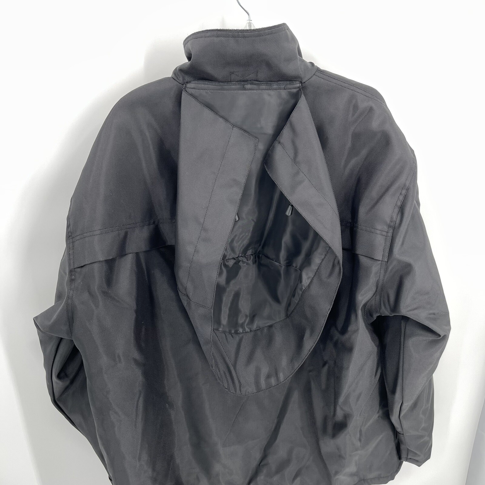 Mil-Tec Brand Men’s Size XL Tactical Jacket Rain Coat Black Hooded Pockets