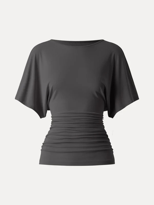 OGL Effortless Boatneck Batwing Sleeve Side Ruched Top