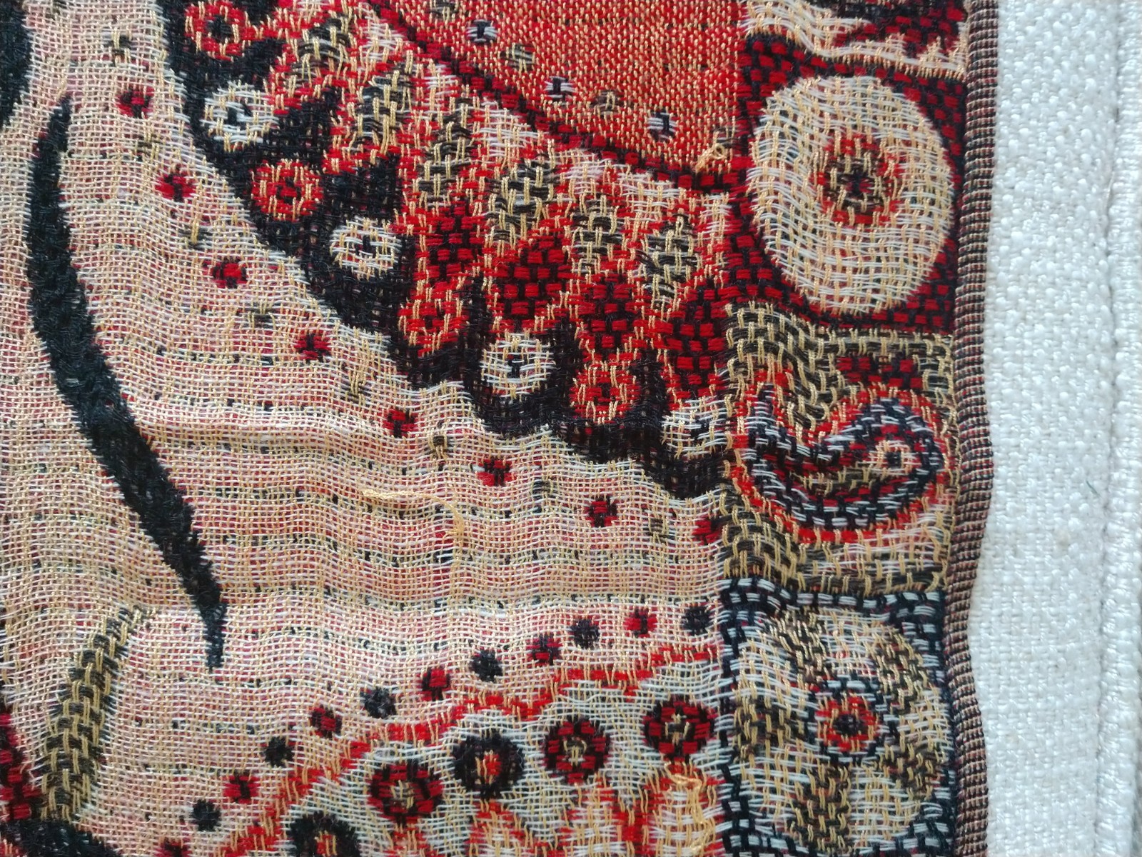 Pashmina Scarf Wrap Shawl Woven Tan Black Orange Paisley Fringe 27 x 68 inches