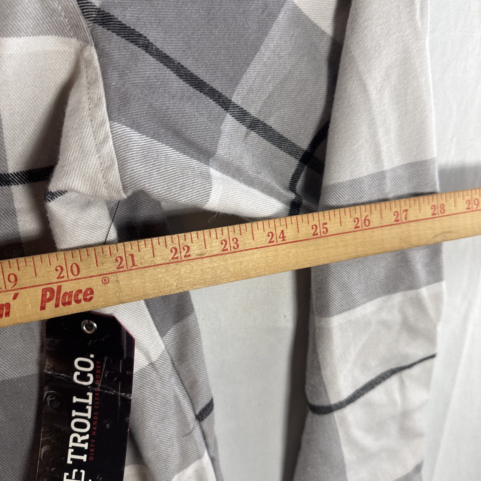 TROLL CO Mens Pierce Flannel Black/Gray Pearl Snap Shirt Size Medium NWT