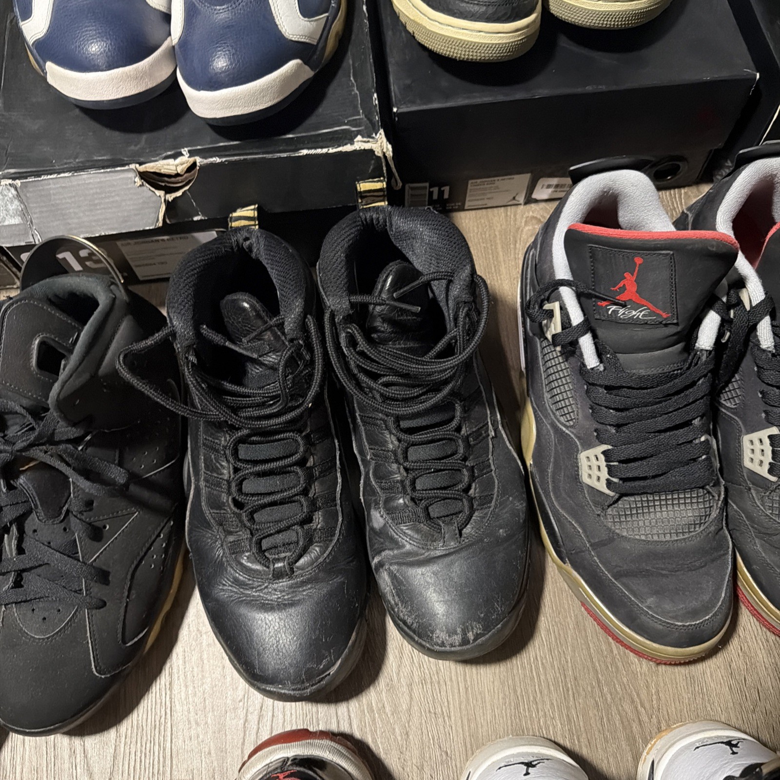 Air Jordan Bundle Lot 10 Pairs For Restoration Vintage OG Box Sizes 10-14 Bred
