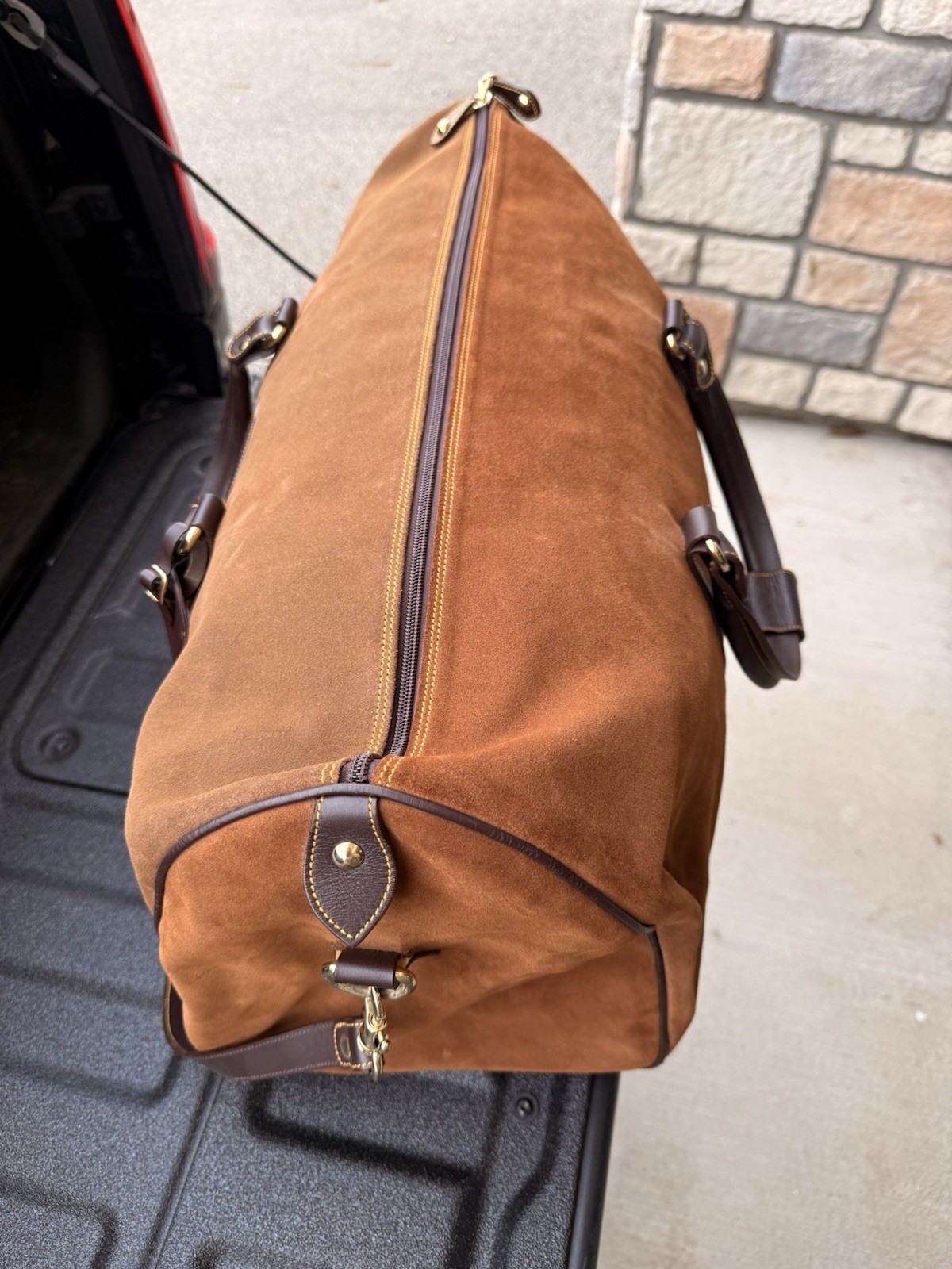 Bowen Premium Suede Brown Leather Duffle Bag