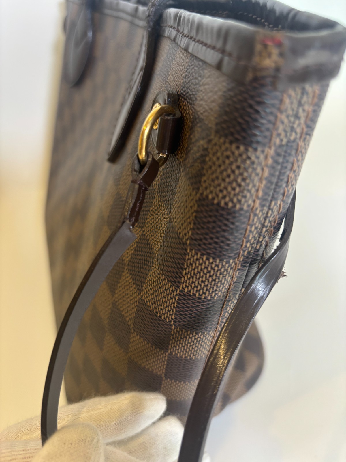 LOUIS VUITTON Neverfull PM Damier Ebene Canvas Brown Tote Bag N51109 Authentic