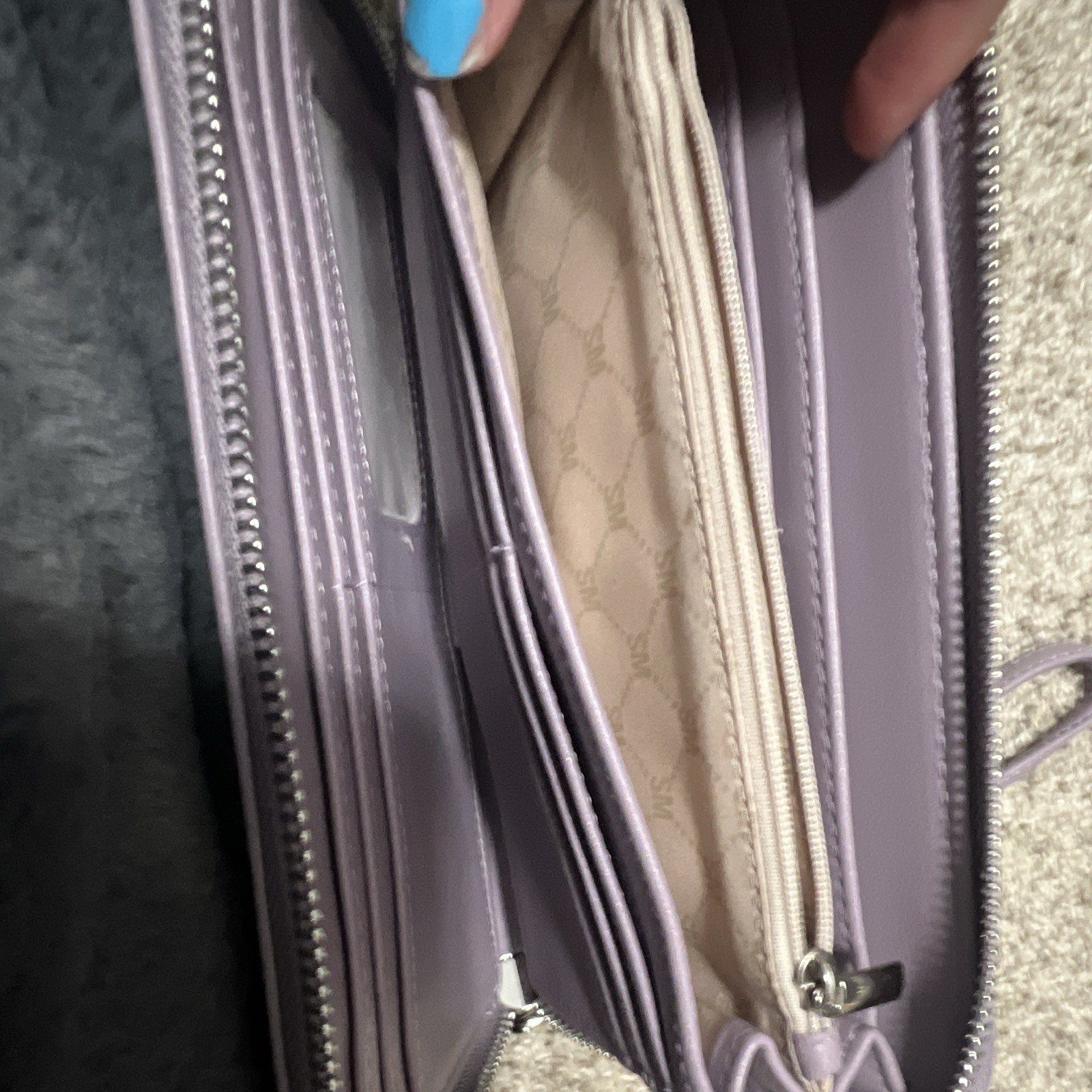 Steve Madden Purple Zip-Around Wrist Strap Wristlet Wallet Logo Credit Card