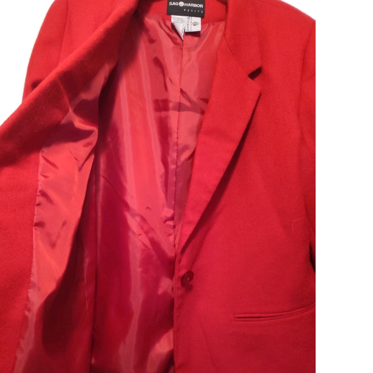 Vintage Sag Harbor 100% Wool 12 Petite Single Button Collared Lapel Blazer