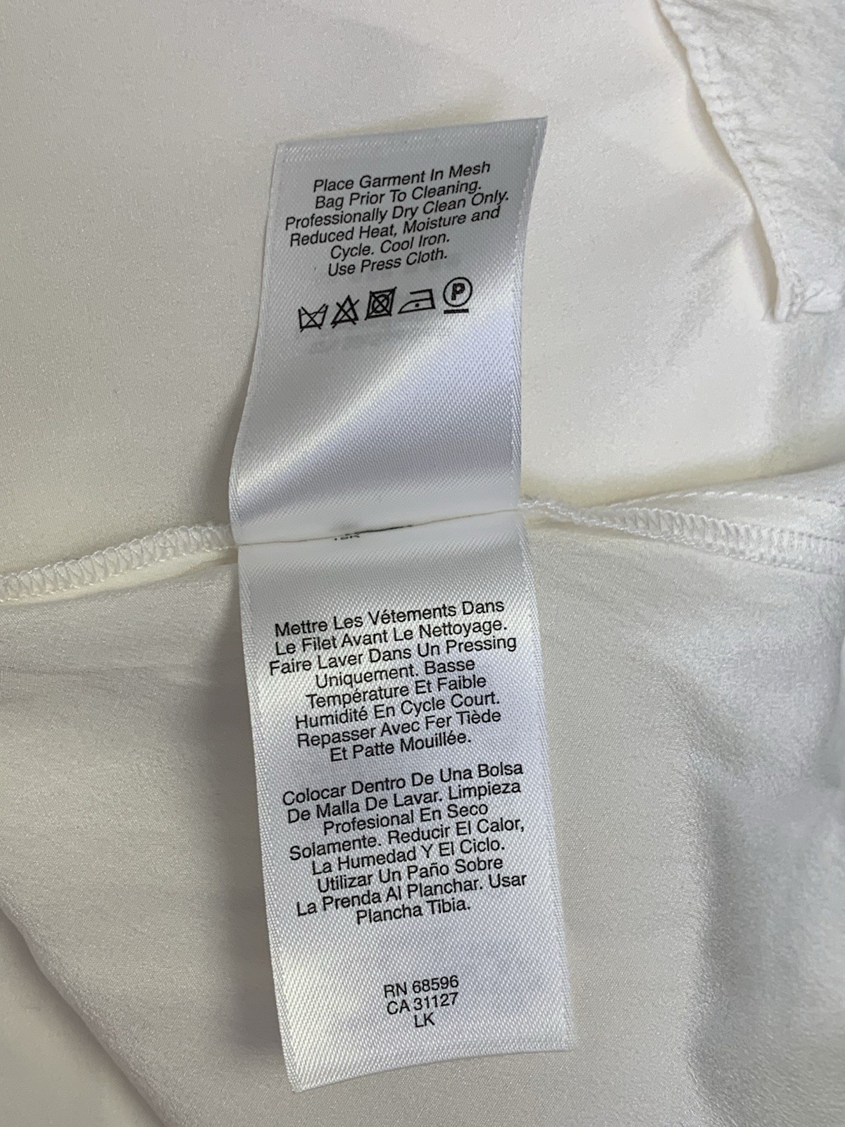 DKNY Silk Blend White Asymmetric High Low Tunic Tank Top Sleeveless Blouse P