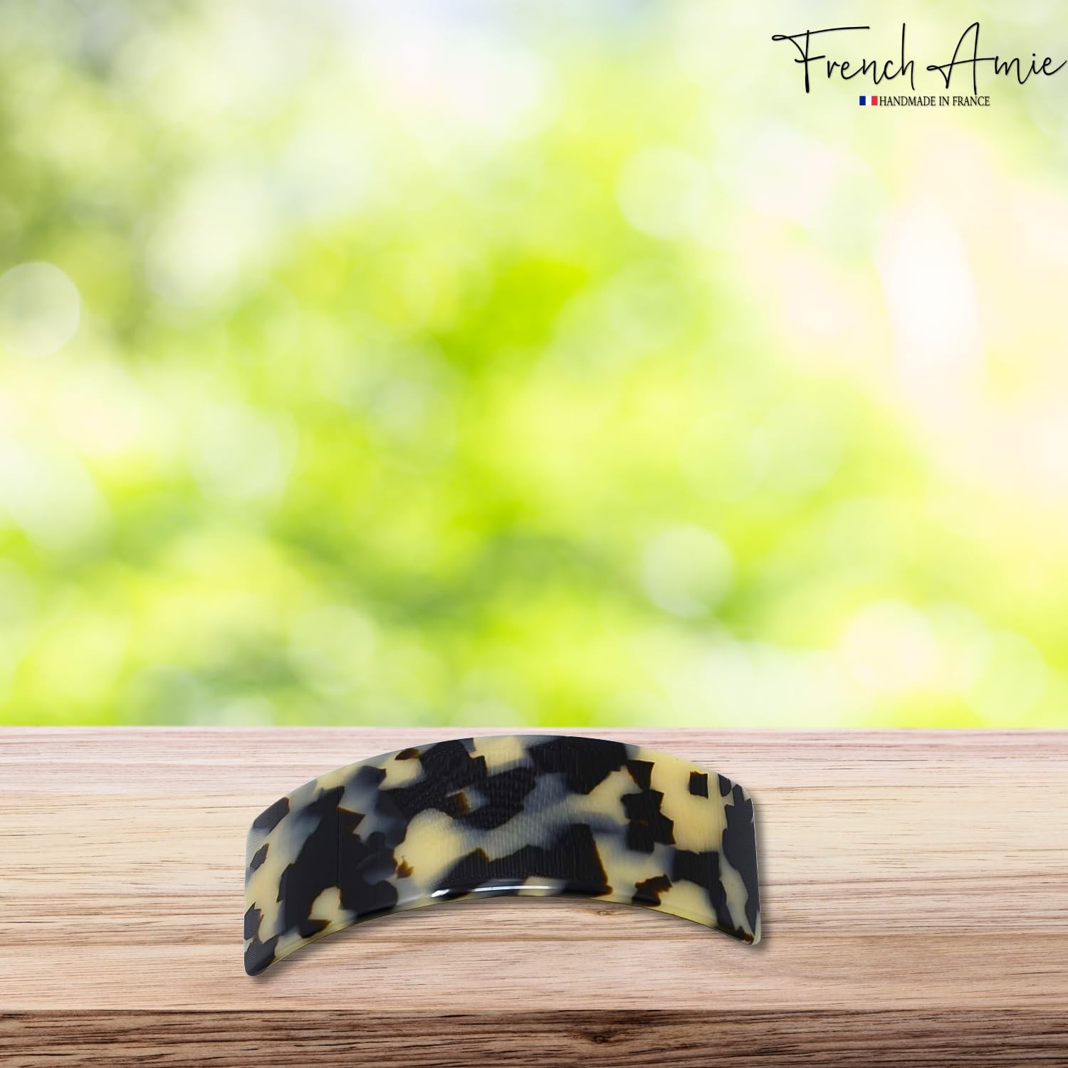 White Tokyo 3 3/4 Celluloid Automatic Hair Clip, Extra Wide Volume, Barrette