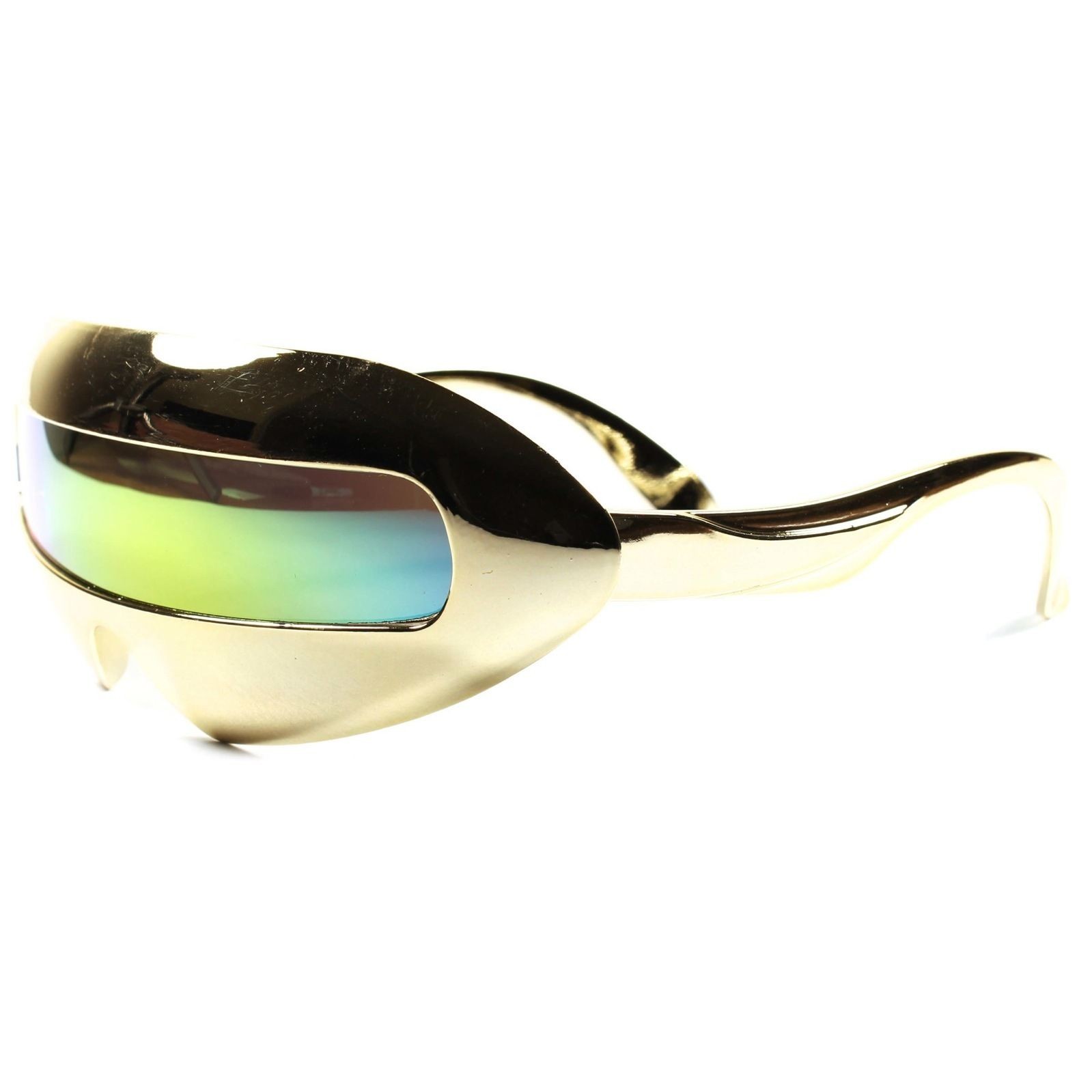 Alien Space Robot Party Costume Futuristic Novelty Gold Mirrored Sun Glasses