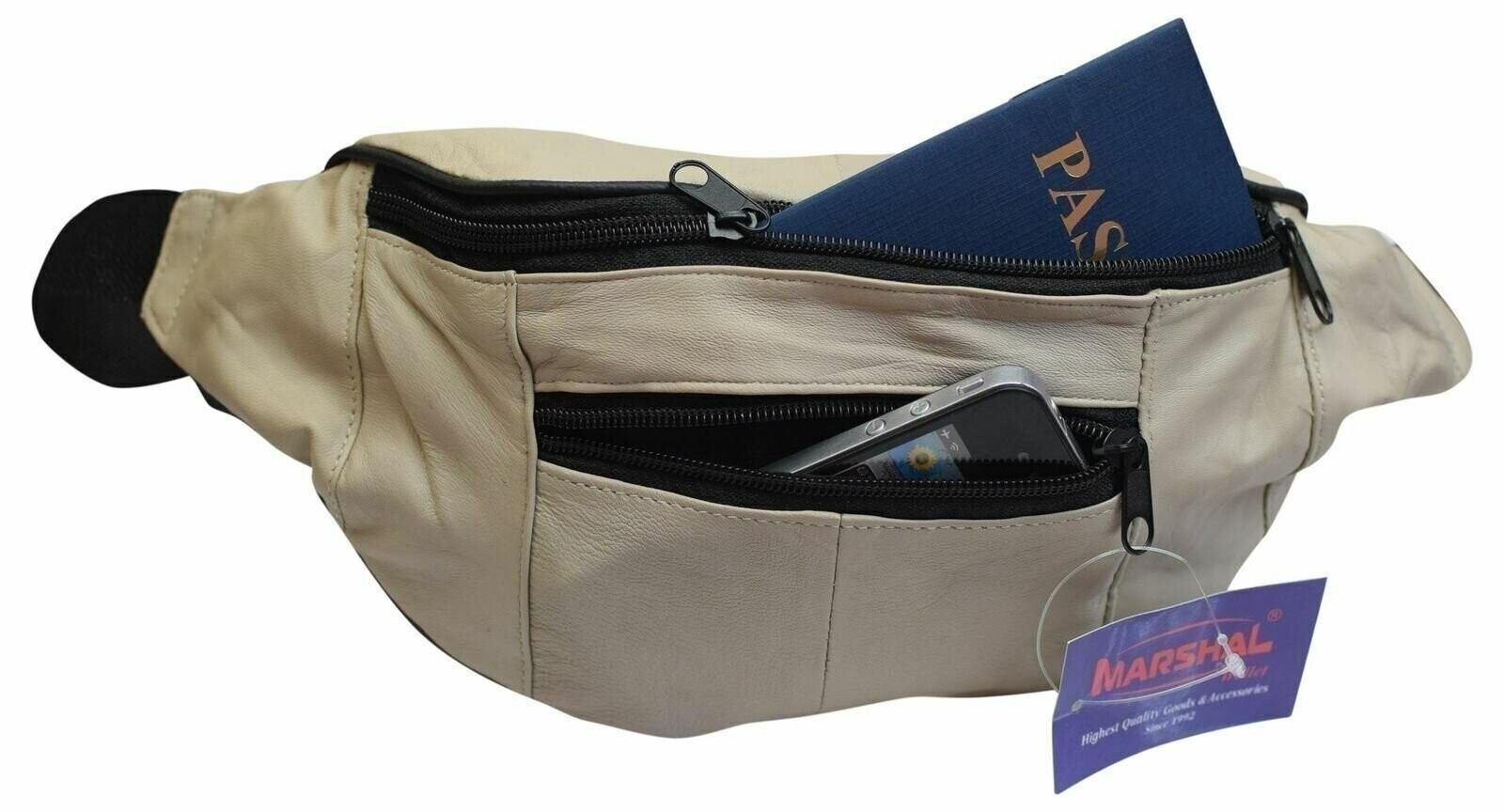 Mens Womens Genuine Leather Fanny Pack Pouch Waist Bag Slim Design Hiking Campin