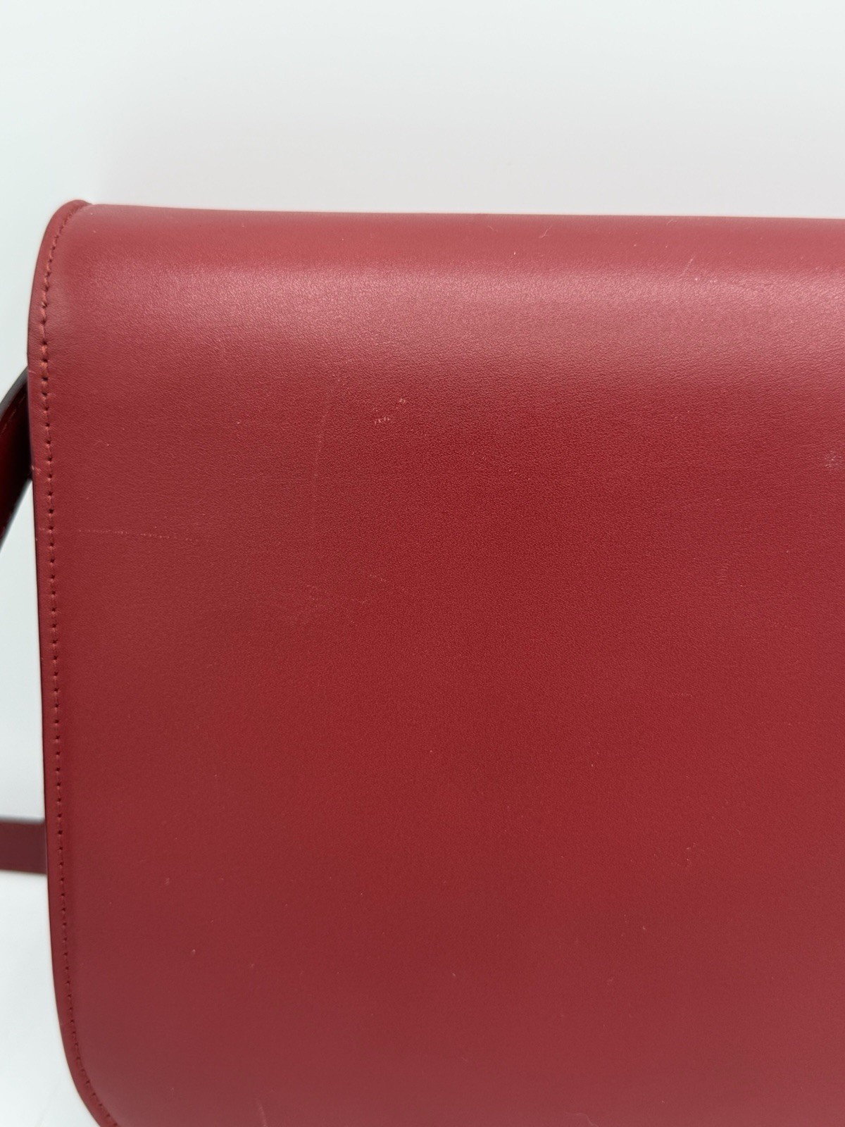 CELINE Classic Box Medium Shoulder Bag Leather Red