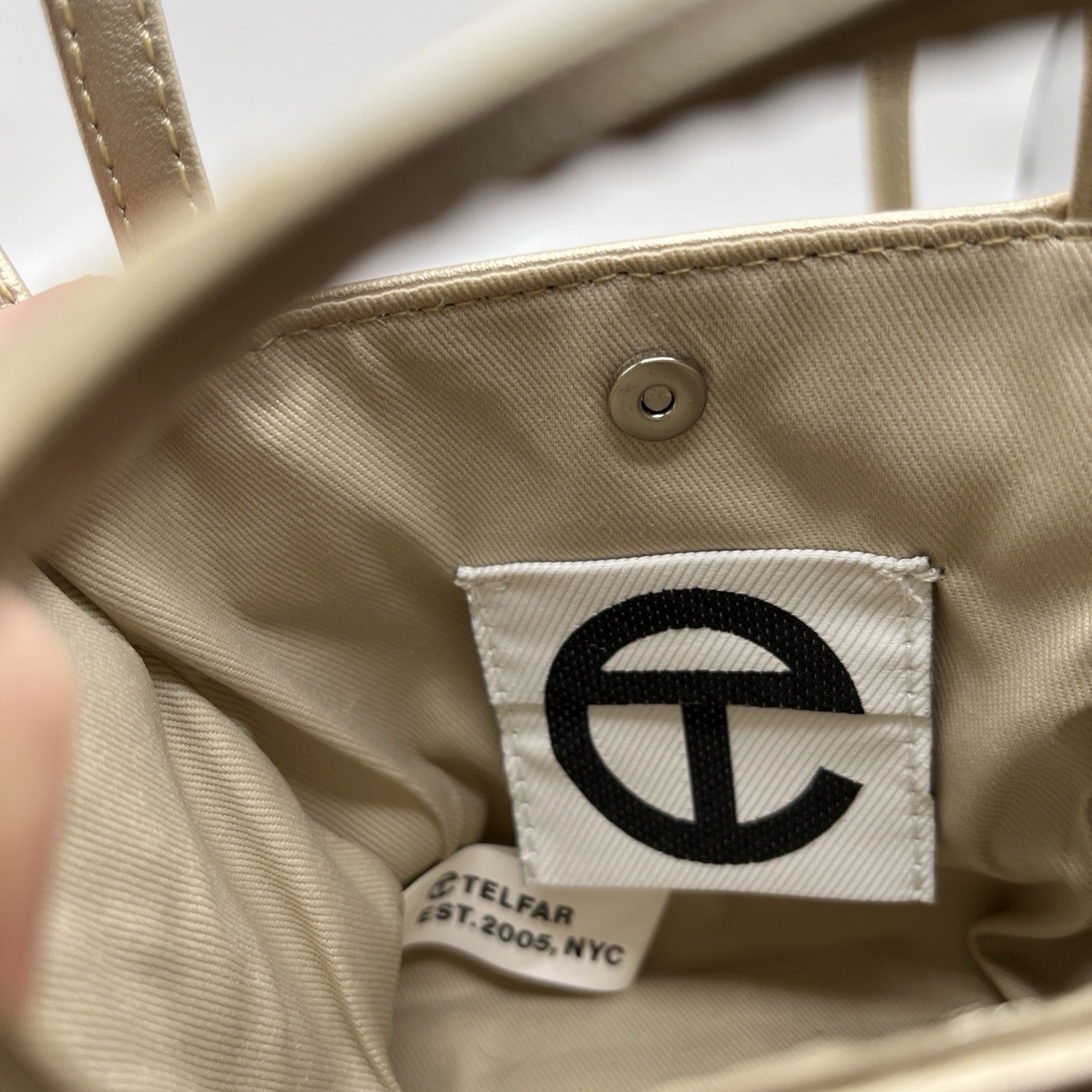 Telfar Small Shopping Bag Gold Vegan Leather Unisex Designer Tote EUC