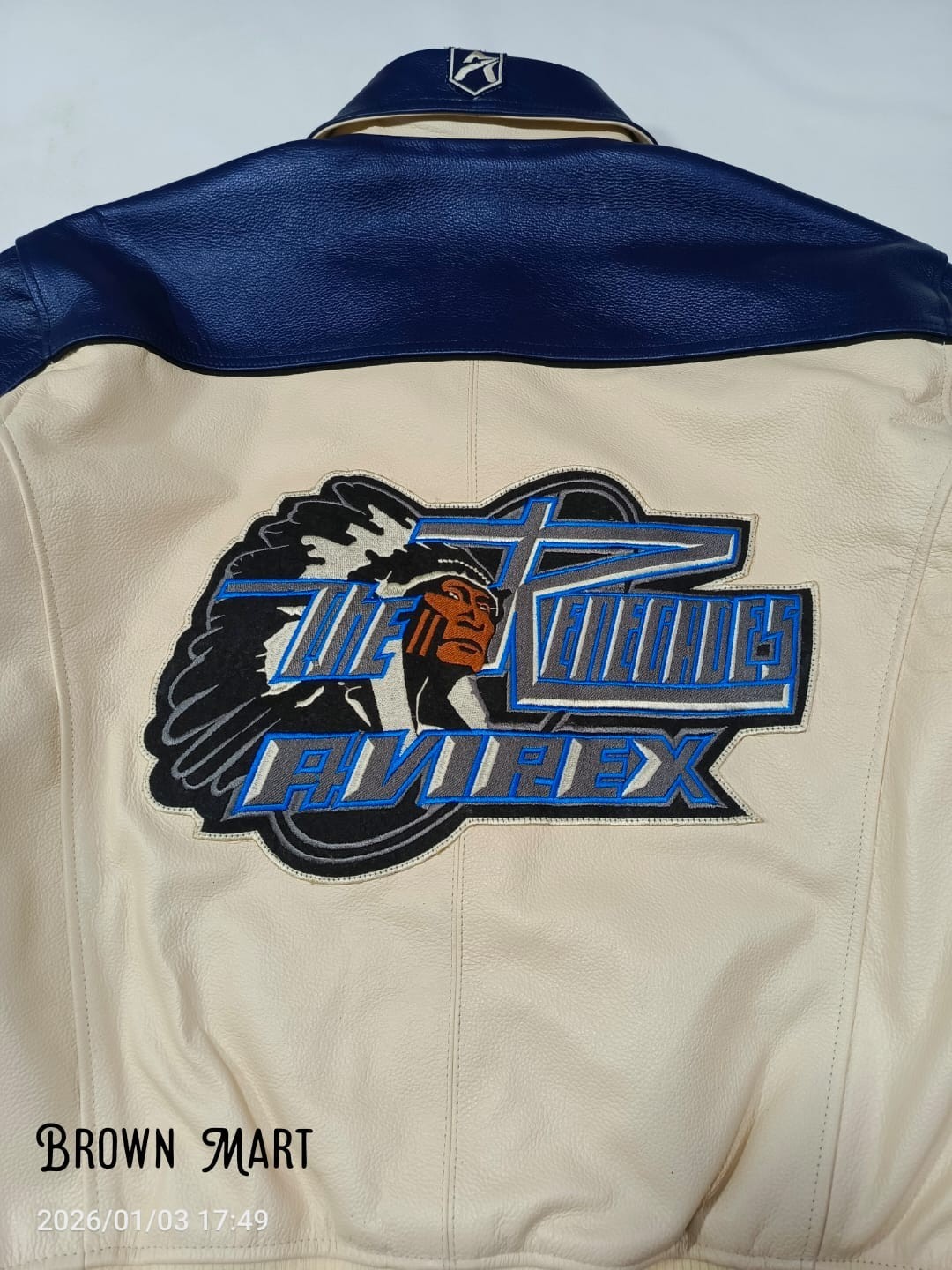 RARE Vintage 90s Avirex Cascade Renegades Indian leather Varsity Jacket