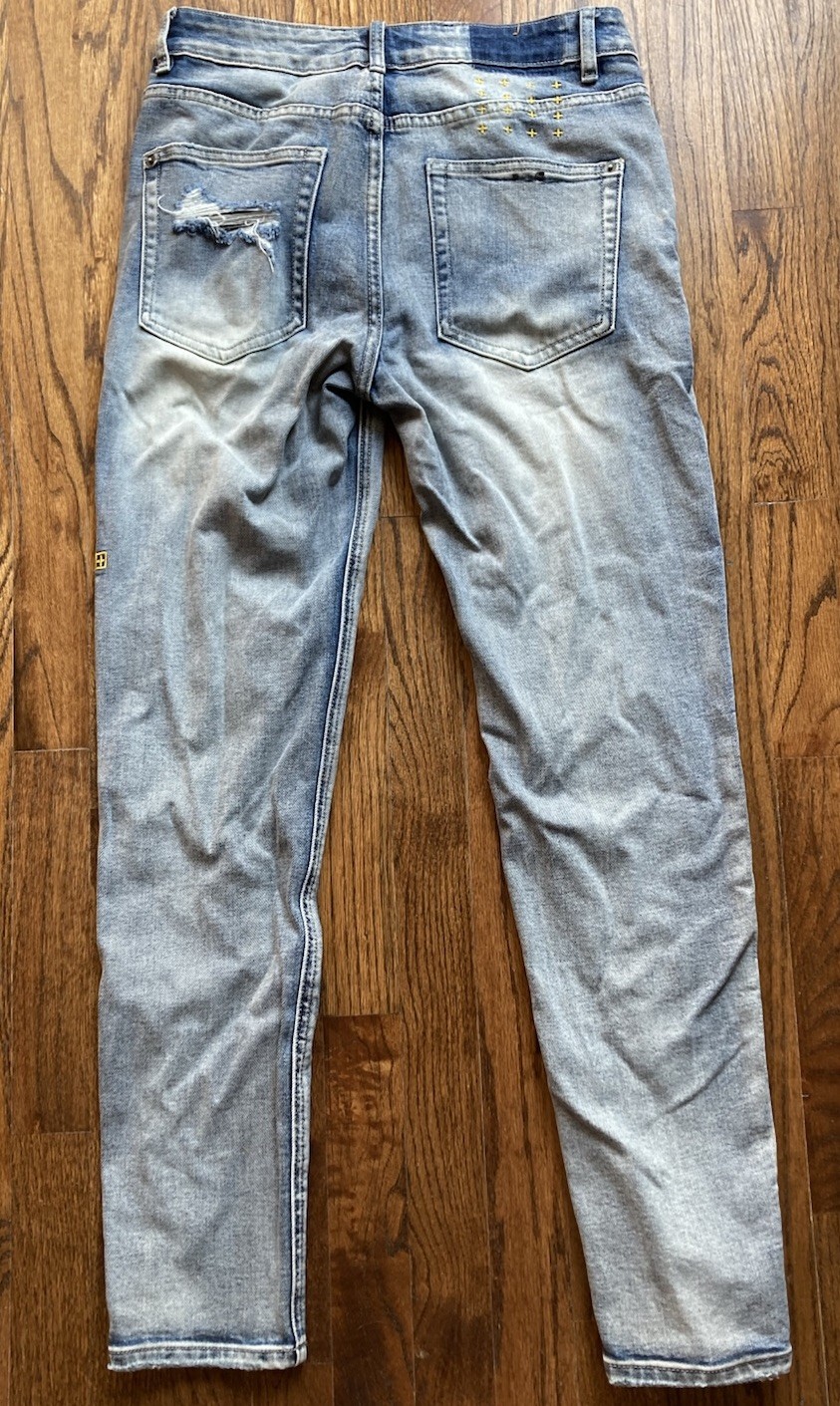 Ksubi Jeans Men Size 30 Skinny Van Winkle Hunter Beden Distressed Blue Denim