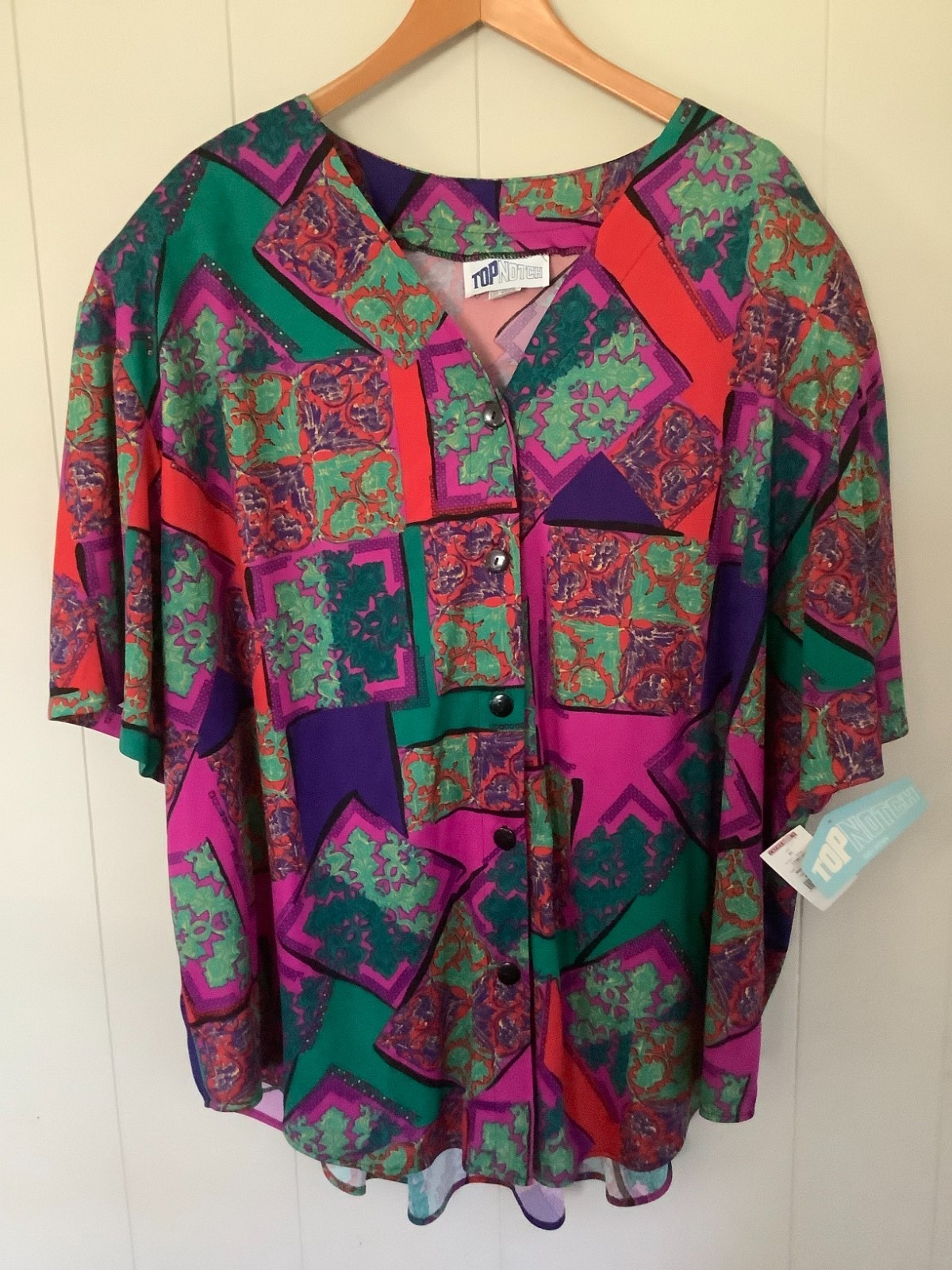 Vintage Top Notch Blouse Women’s Plus Size 30W Bright Rich Colors New w/Tags