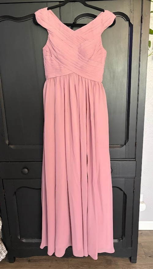 JJs House Mauve Long Formal Flowy Dress, Bridesmaid, Prom, Special Occasion.
