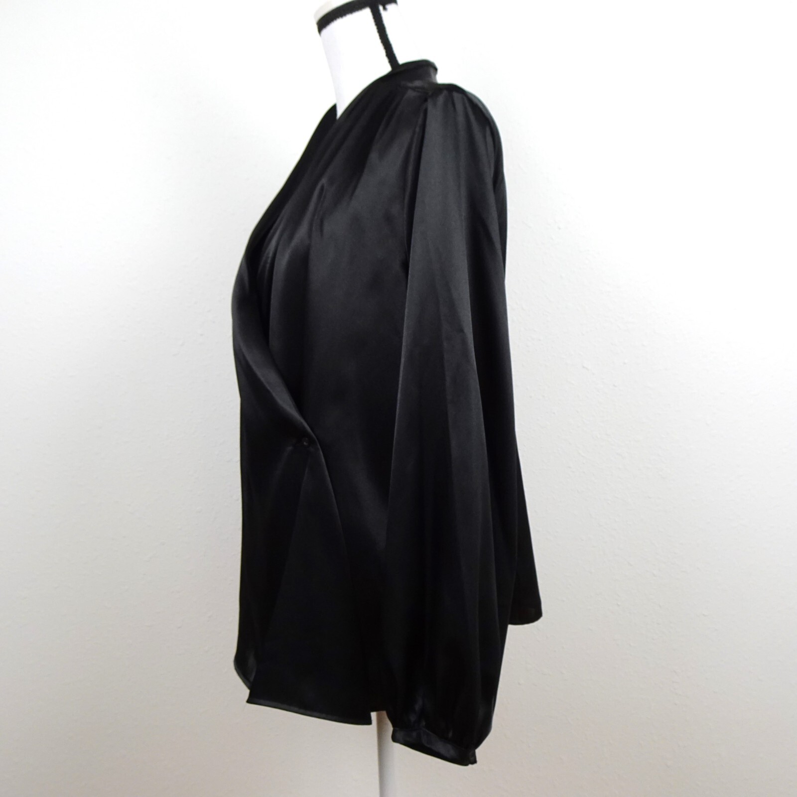 Calvin Klein Faux Wrap Blouse Top Women’s Plus Size 1X Black Satiny Dressy