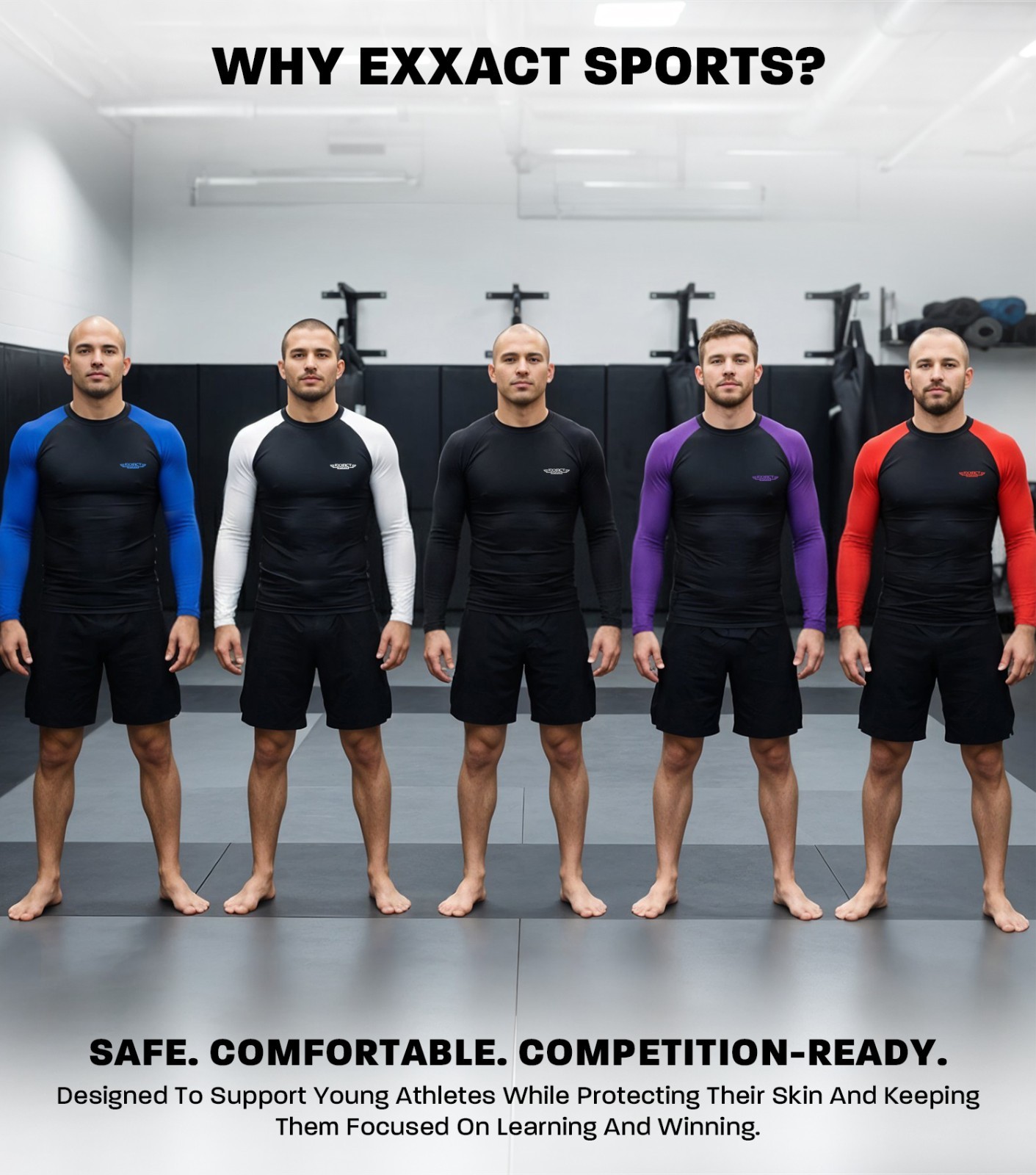 Exxact Sports Mens BJJ Rash Guard Jiu Jitsu Full Sleeve, Ranked Compression