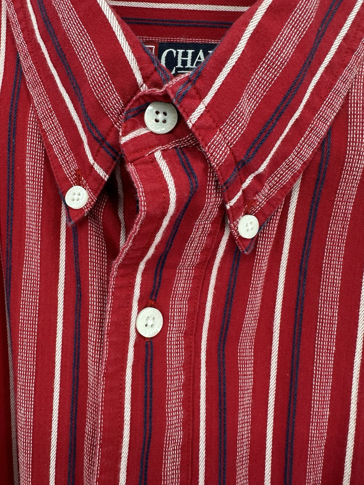 Chaps Ralph Lauren Easy Care Button Up Shirt Mens Size L Red Plaid