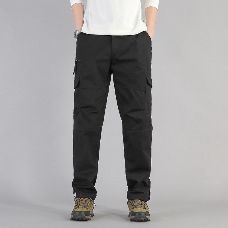 US Mens Cargo Pants Cotton Work Pants Elastic Waist Tactical Outdoor Combat XL