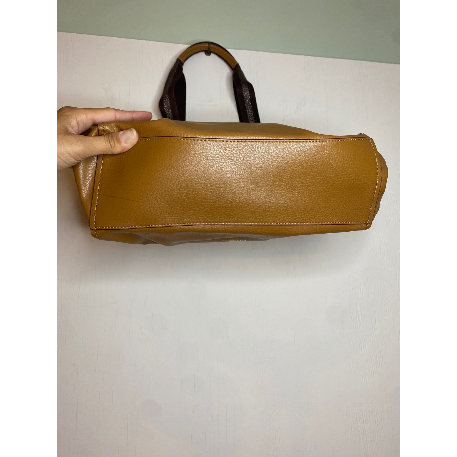 Coach Derby Tote Bag Purse Saddle Brown Pebbled Leather Womens F58660 Office