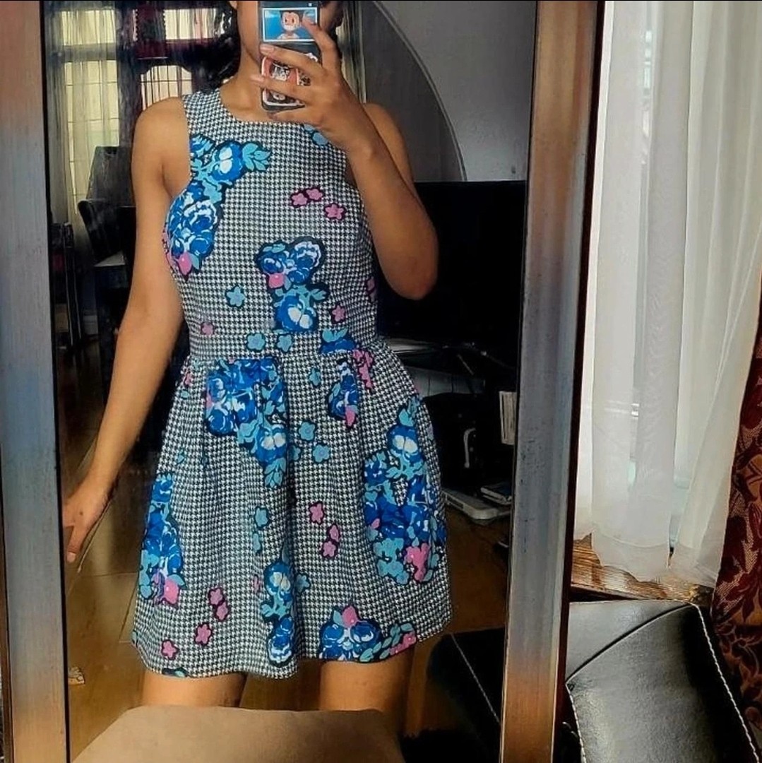 Kawaii cute houndtooth Floral dress flower dress size 10 Harajuku Gyaru Summer