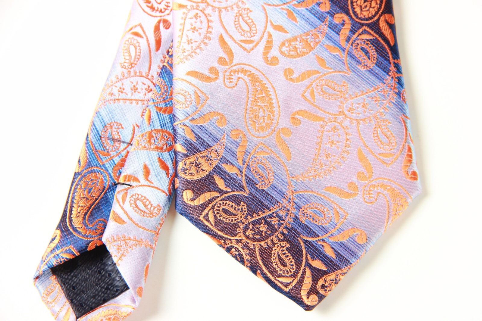 Classic Paisley Orange Blue Jacquard Silk Men’s Tie Necktie Hanky Cufflink Set