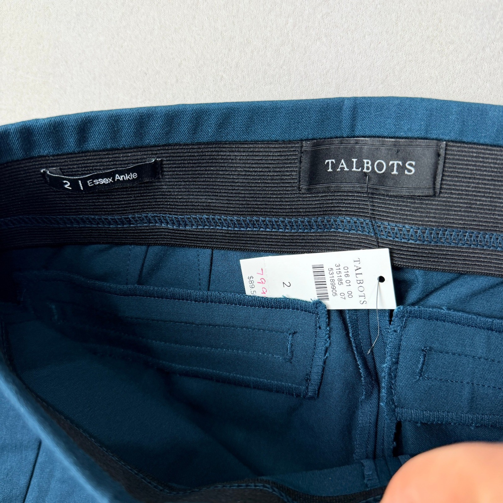 Talbots Essex Ankle Pants Womens 2 Dark Teal Blue Slim Leg Stretch Pull On