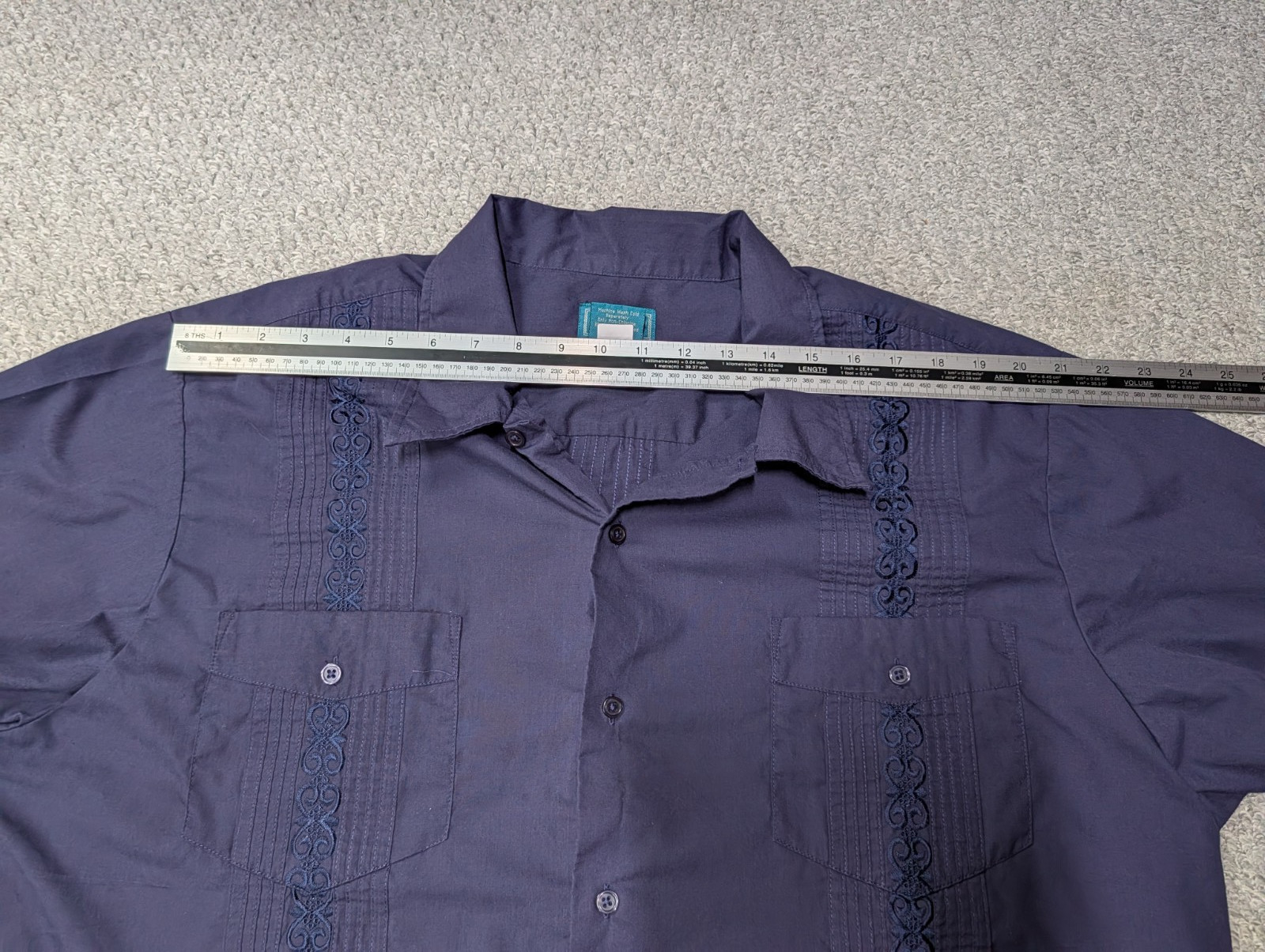 TropiCool Vintage Men’s Purple Guayabera Embroidered Tropical Button Shirt XL