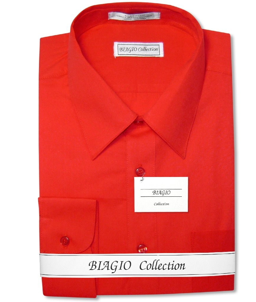 Biagio Mens 100% COTTON Solid RED Color Dress Shirt sz 16 32/33