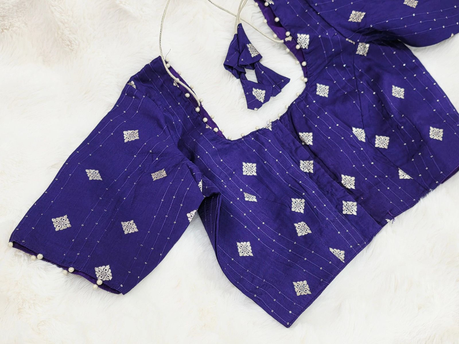 Royal Indigo Purple Munga Benarasi Silk Designer Blouse