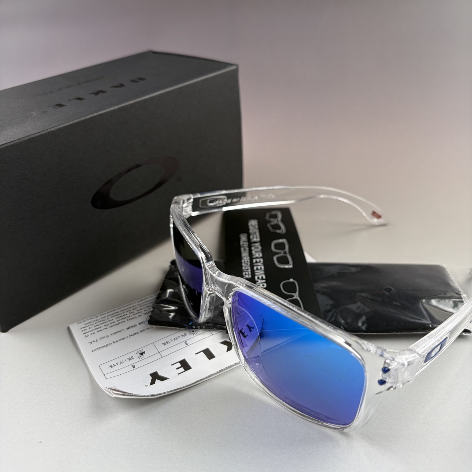 Oakley Holbrook Sunglasses – Clear Frame /Blue Sapphire Iridium Polarized Lens