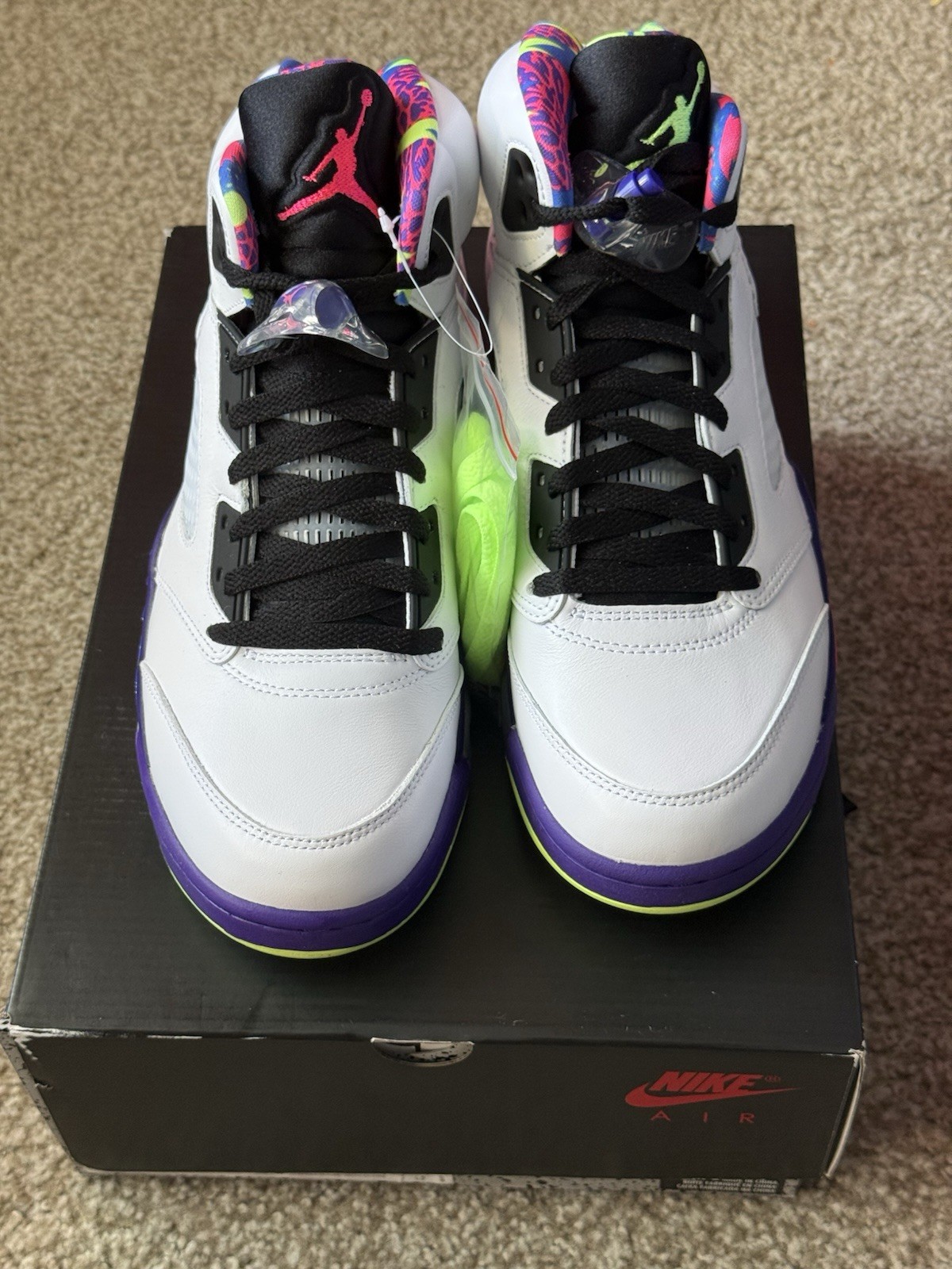 Jordan Air Jordan 5 White/Purple/Black/Multicolor Mid Top Sneakers