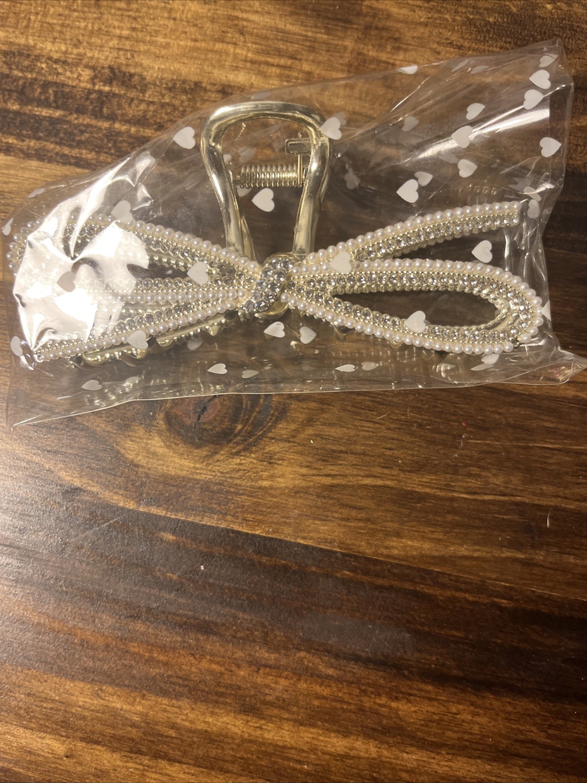Pearl And Rhinestone Bow Hair Clip