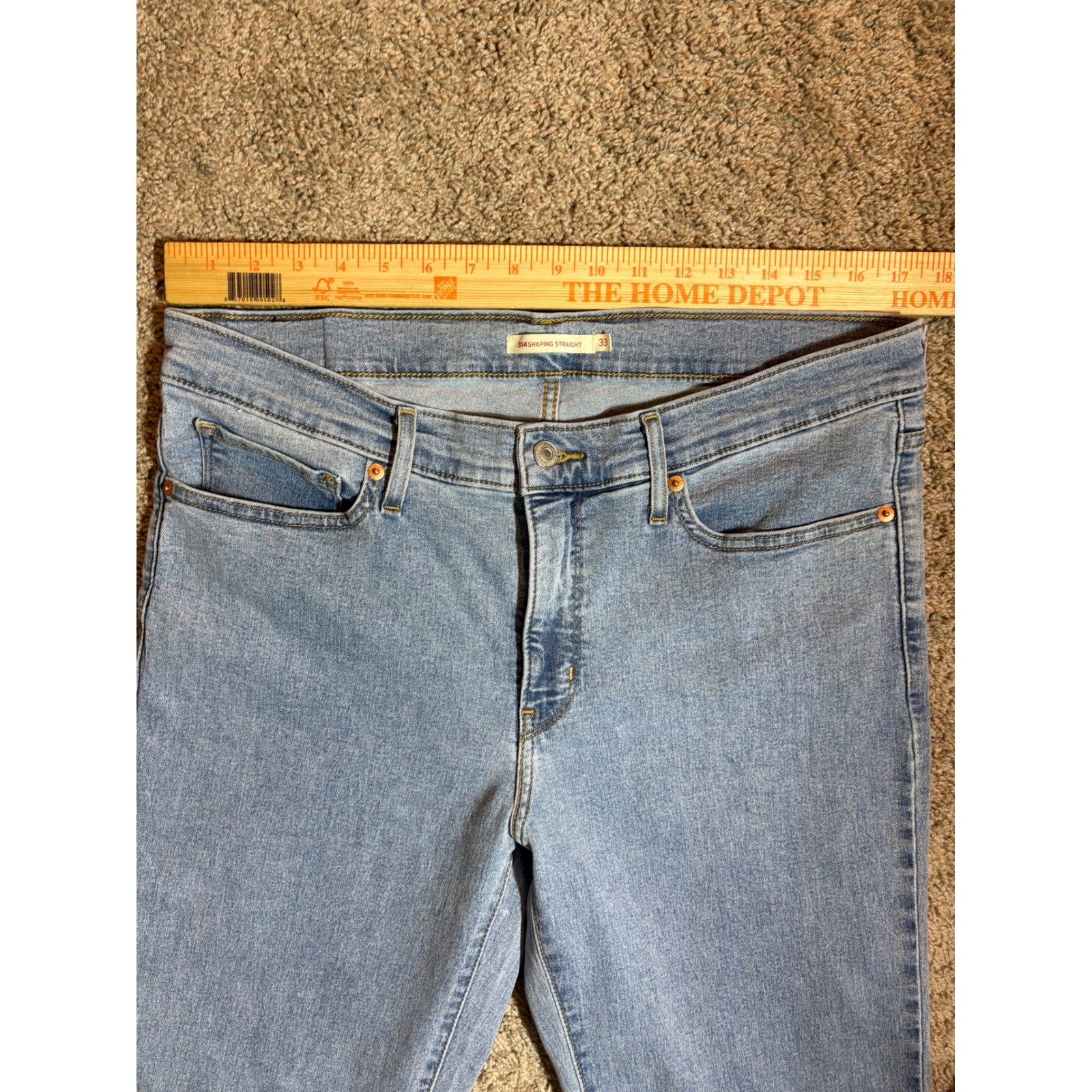 Levis 314 Shaping Straight Jeans Womens 33×32 Light Wash Denim 19631-0297