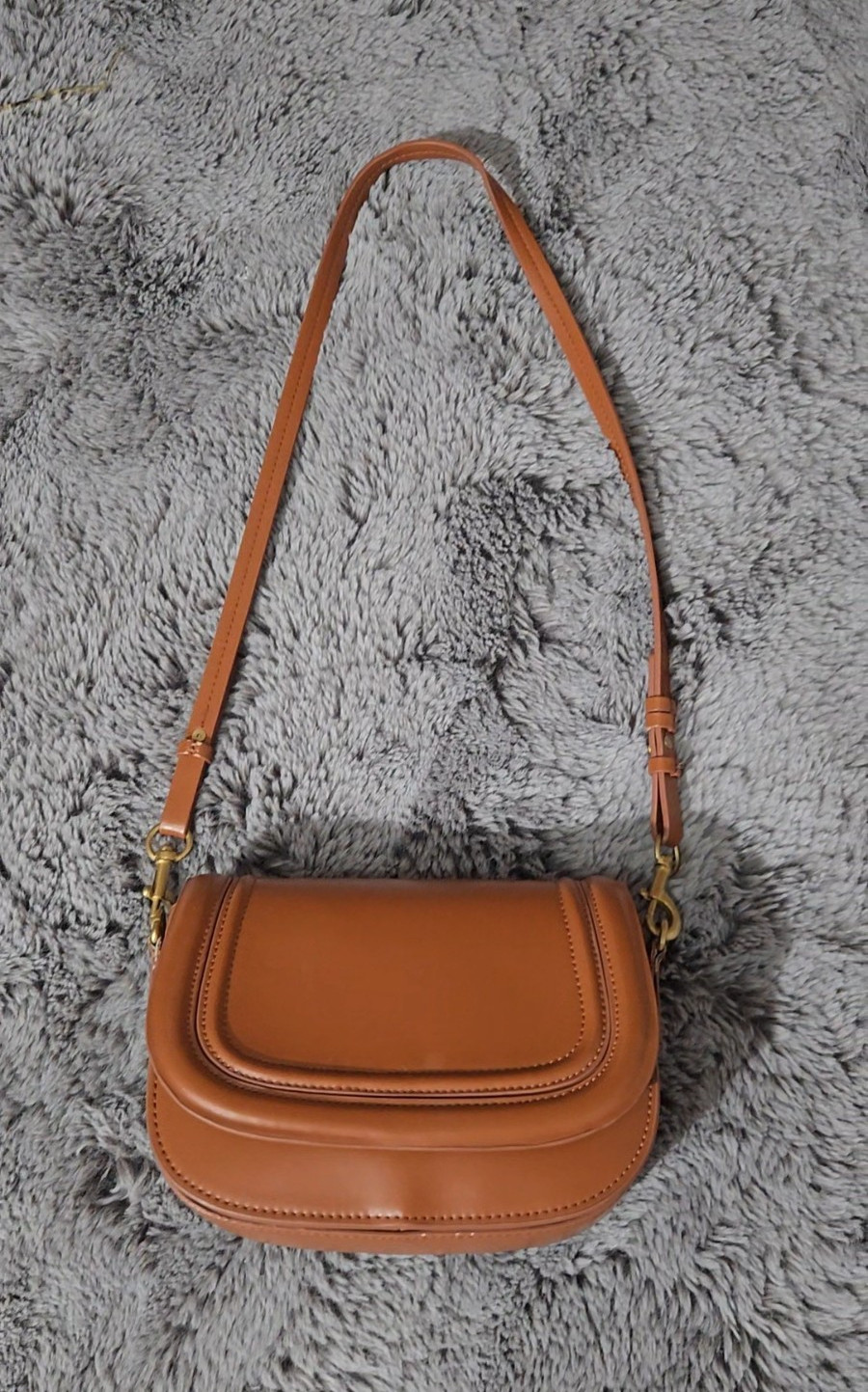 Zara Brown Small Shoulder Bag Magnetic Flap Zip, Adjustable Strap, Pockets