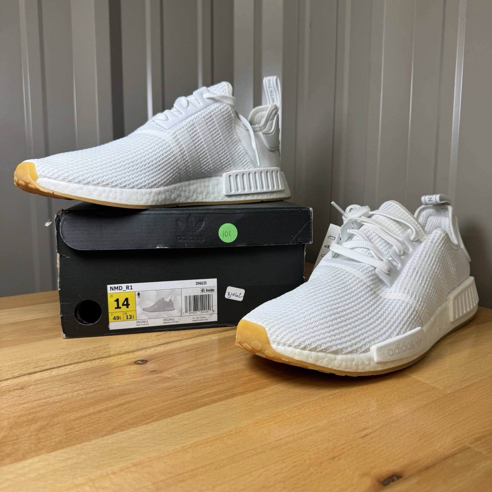 Adidas NMD_R1 Triple White Monochrome Men Size 14 NIB D96635
