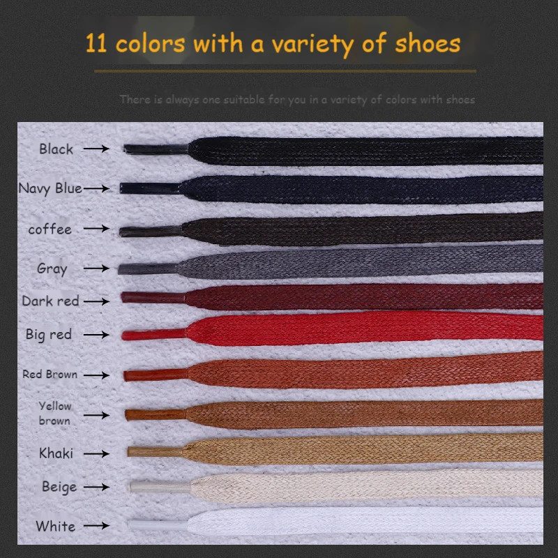 1 Pair Waxed Cotton Shoelaces 0.8CM Width Flat Waterproof Shoe Laces Unisex Boot
