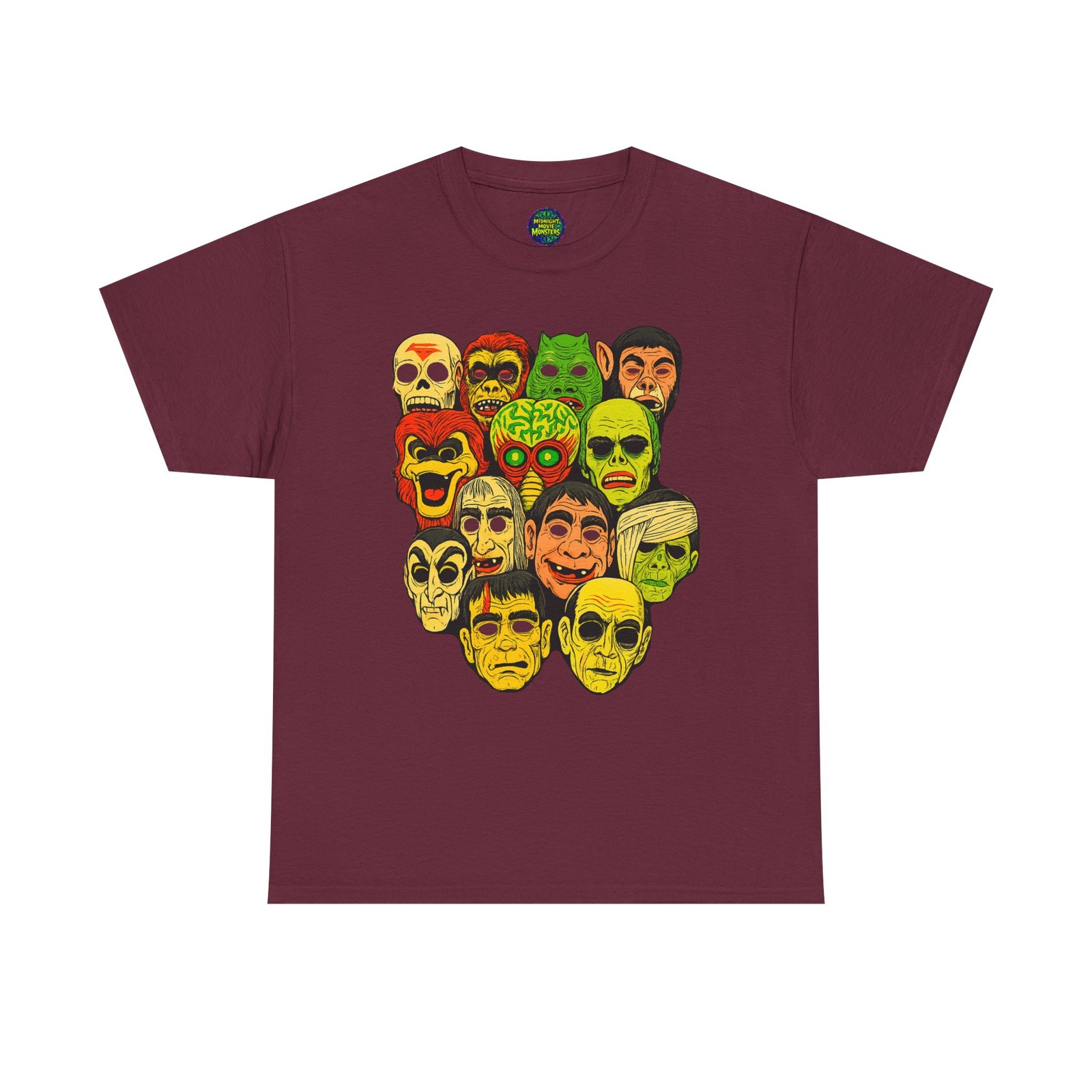 Halloween Masks Unisex Graphic Tee Vintage Monster Faces Metaluna Ben Cooper